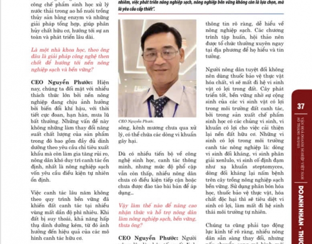 CEO Nguyễn Phước: Cần xây dựng giải pháp tổng thể trong phát triển nông nghiệp sạch.